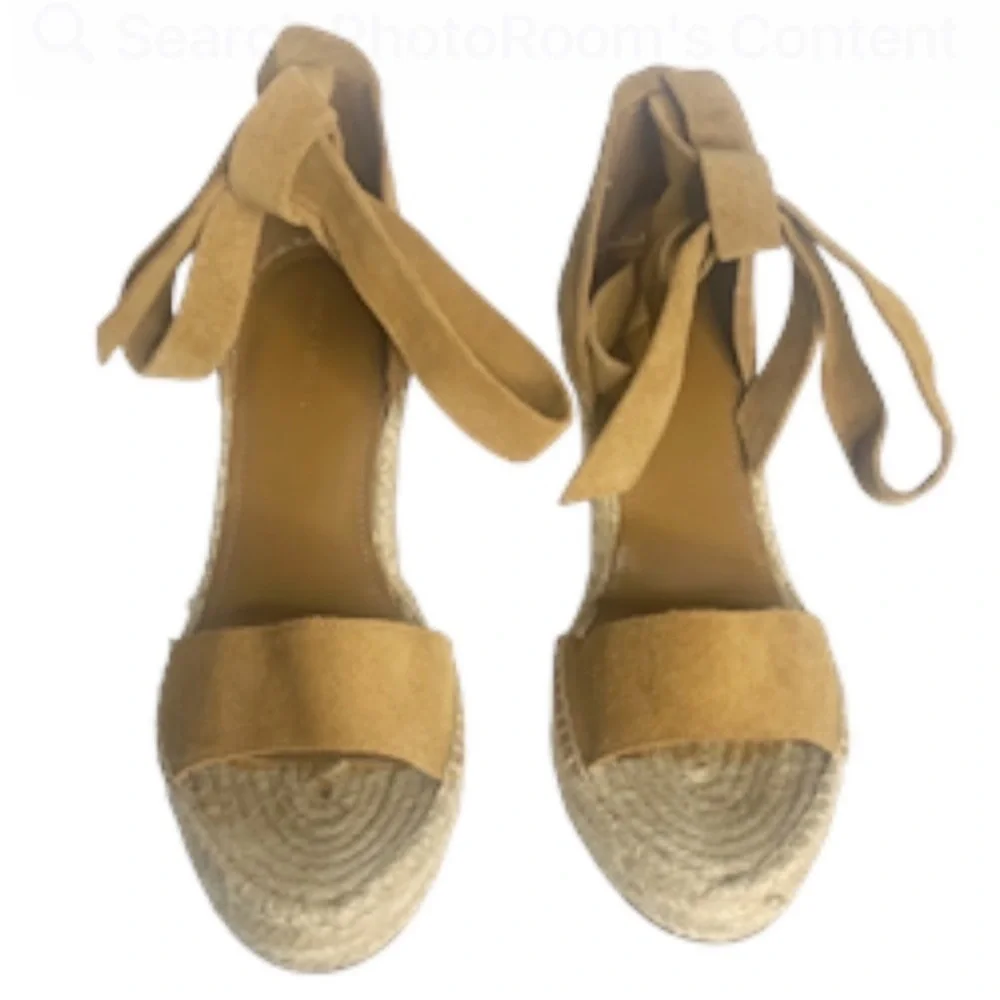 Marc Fisher Espadrilles 9.5 Kaee Wedge Suede Strappy Cruise Vacation Resort
